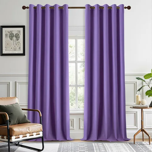 Miniatura 40 de DONREN Cortinas opacas de lino con aislamiento térmico de 52 x 95 pulgadas, cortinas de oscurecimiento de habitación con ojales para dormitorio