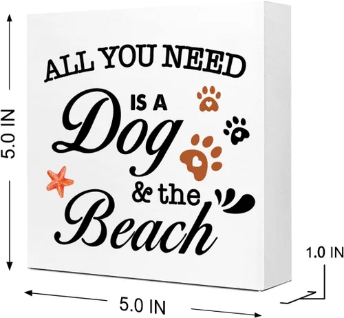 Miniatura 2 de Letrero de madera con texto en inglés «All You Need is a Beach» para decoración de escritorio, con cita rústica de perro, mamá, hogar, dormitorio