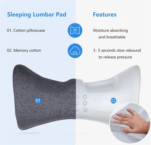 Miniatura 5 de Almohada de apoyo lumbar Cozyhealth para dormir, almohada lumbar inferior con calefacción de grafeno para aliviar el dolor lumbar, cojín de espuma