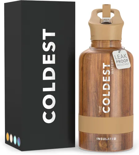 Miniatura 135 de Coldest - Botella para agua con tapa que incluye pajilla, térmica y metálica (acero inoxidable), para hombres y mujeres, color morado