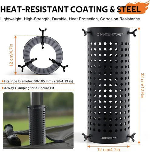 Miniatura 2 de CHANGE MOORE Protector de malla de chimenea de estufa ignífuga, protección antiquemaduras, protección de tienda de campaña, estufa al aire libre