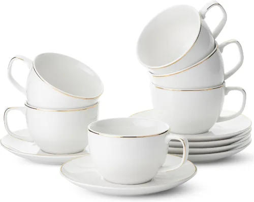 Miniatura 14 de BTaT Tazas de té y platillos de porcelana - 6 onzas, negro, juego de 6, adultos