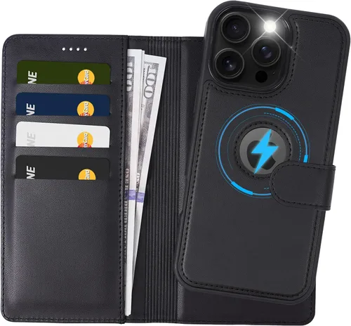 Miniatura 20 de Funda de piel sintética 2 en 1 para iPhone 13 PRO MAX, funda de piel sintética desmontable con soporte para tarjetas, funda extraíble con bloqueo