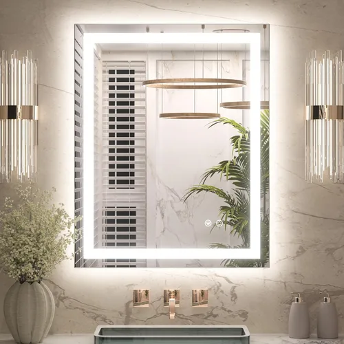 Miniatura 10 de Keonjinn - Espejo de baño LED de 24x32 pulgadas con luz, iluminación frontal y trasera, espejos iluminados para la pared del baño con luces