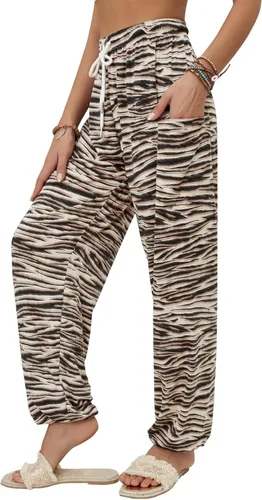 Miniatura 21 de QIANXIZHAN - Pantalones harem para mujer, pantalones palazzo hippie, joggers bohemios con bolsillos, ropa de yoga