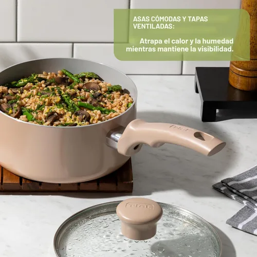 Miniatura 5 de T-Fal Refresh - Juego de ollas y sartenes de cerámica, juego de utensilios de cocina antiadherentes, 20 piezas, olla, plancha, sartenes, utensilios