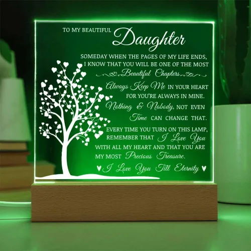 Miniatura 2 de Regalo conmemorativo para hija - Lámpara del Amor, Placa cuadrada de acrílico para hija, Mensaje significativo en exhibición, Regalo de cumpleaños