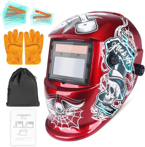 Máscara de oscurecimiento automático con casco de color real de soldadura con rango de sombra ajustable 4/9-13 para campana de soldadura TIG MIG