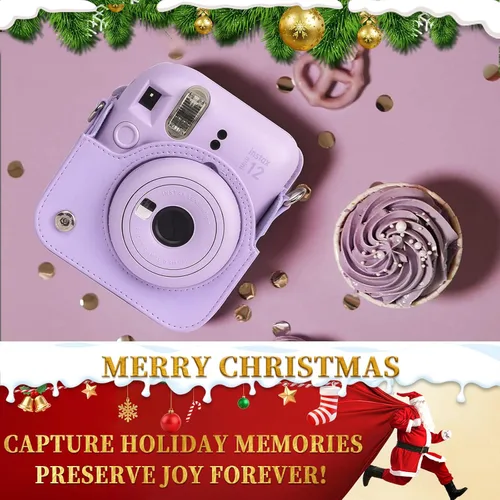 Miniatura 2 de CAIYOULE Funda para cámara Fujifilm Instax Mini 12 de película instantánea, bolsa protectora de piel sintética para cámara Fuji Mini 12 con álbum