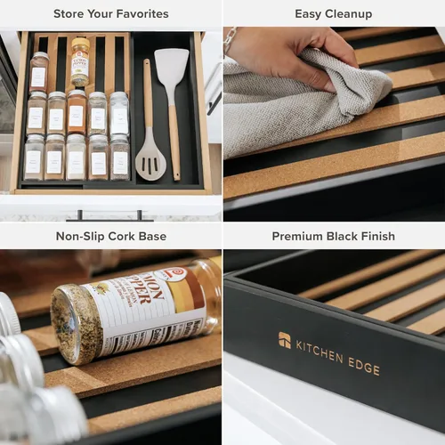 Miniatura 3 de KitchenEdge Organizador de cajones de especias con almacenamiento expandible. Capacidad para hasta 15 tarros de especias (no incluidos), patas