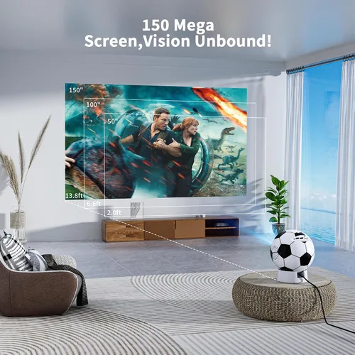 Miniatura 5 de Proyector de la Copa del Mundo 2026 con WiFi y Bluetooth, proyector de película portátil con rotación de 180°, compatible con 4K 1080P