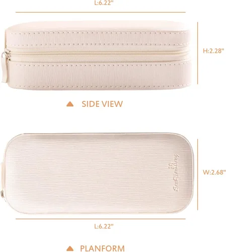 Miniatura 3 de SANQIANWAN Pequeña caja organizadora de viaje de joyería con estuche portátil de piel sintética para collares, anillos, aretes, diseño de borlas