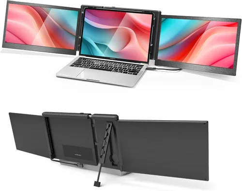 Alecewey P2 PRO - Monitor portátil triple para pantalla de laptop, pantalla IPS FHD de 13.3 pulgadas 1080p, soporte Type-C/PD/TF, MacBook M1/M2,