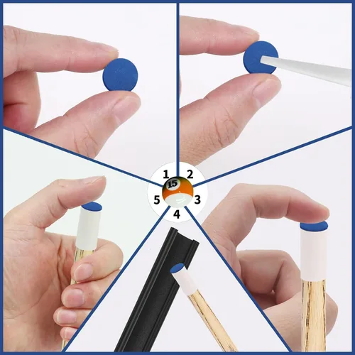 Miniatura 4 de Vefungyan Kit de reemplazo de puntas de taco de billar: Herramienta de reparación de puntas de taco de billar 11 en 1 con 20 puntas de taco