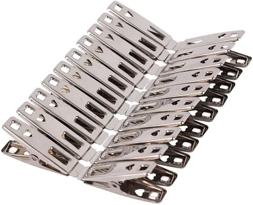 Paquete de 40 alfileres de ropa de acero inoxidable resistentes, pinzas de ropa con revestimiento de goma antideslizante, pinzas de metal para