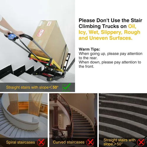 Miniatura 7 de Plataforma Eléctrica para Escaleras, Plataforma de Escalera Motorizada de Carga Pesada con 6 Ruedas Motorizadas para Logística de Muebles