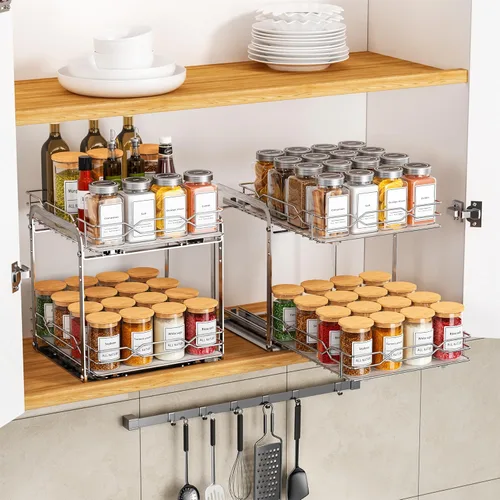 Miniatura 2 de BOIVSHI Estante de especias extraíble, organización de especias de 2 niveles para gabinete, estante de especias resistente, 9-1/4 pulgadas de ancho