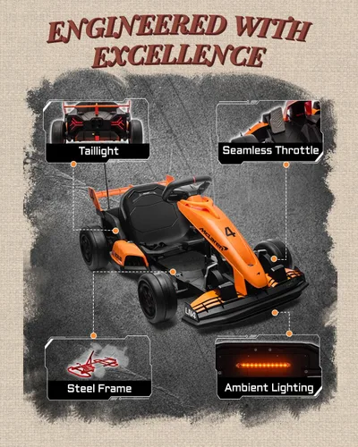 Miniatura 7 de Go Kart Eléctrico con Licencia McLaren para Niños, Batería de 36V 9AH, Kart de Deriva con Asiento Ajustable, Vehículo Montable Crazy Cart para Niños