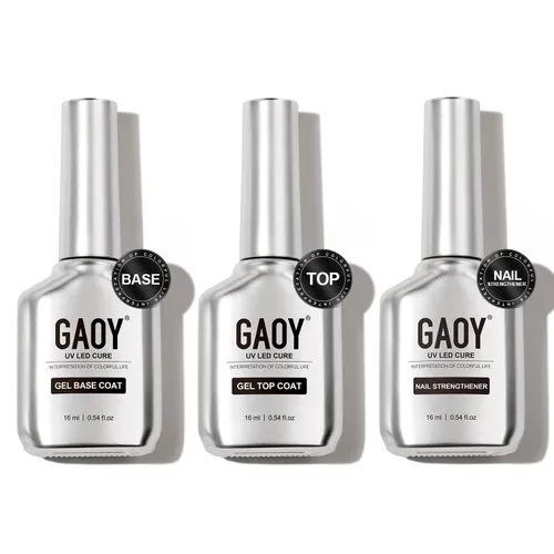 Miniatura 8 de GAOY Juego de 2 capas base y capa base de gel vidrioso de 0.6 fl oz, combinación de base para esmalte de uñas curado con luz UV Capa superior de gel