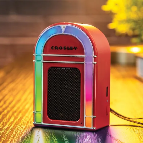 Miniatura 6 de Crosley CR3046A-RE Mini Jukebox Altavoz Bluetooth portátil con luces LED y micrófono, rojo