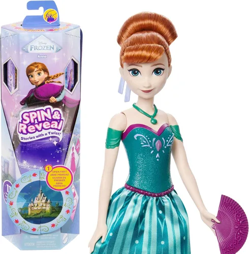 Miniatura 10 de Mattel Disney Princess Ariel - Juego de muñecas de moda, gira y revela con 11 sorpresas, incluyendo 5 accesorios, 5 calcomanías y escena de juego
