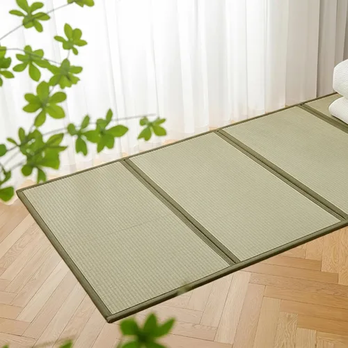 Miniatura 8 de Houseables Tapete Tatami, colchón de tatami, tapete japonés para dormir, tamaño individual, 78 x 39 pulgadas, enrollable, colchón japonés, alfombra