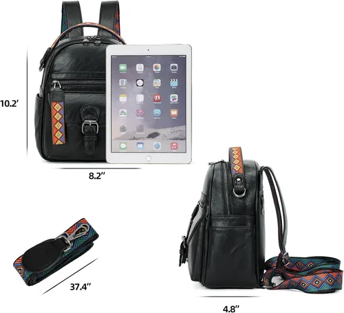 Miniatura 2 de KL928 Mochila pequeña para mujer, mochila de hombro a la moda, Negro -, Mochilas Daypack