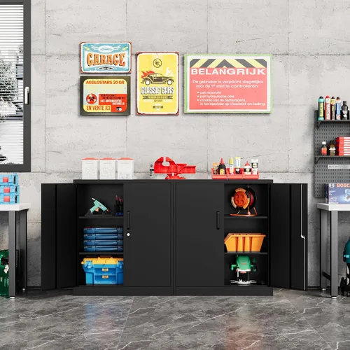 Miniatura 7 de Fesbos Armario de almacenamiento de metal, archivadores de acero de 36 pulgadas de alto con puertas con cerradura y estantes ajustables, gabinete