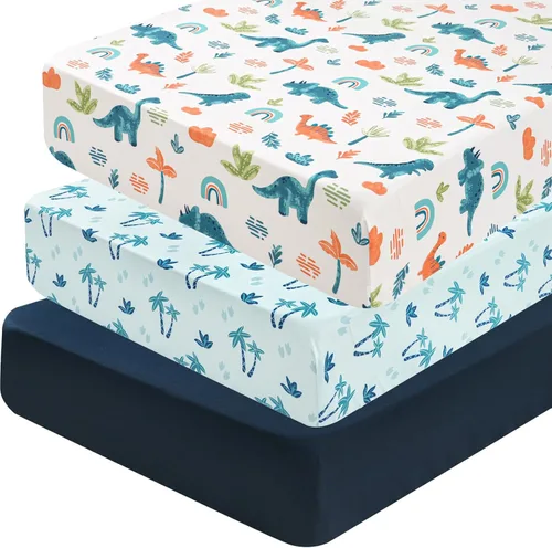 Miniatura 51 de david's kids Juego de 4 sábanas ajustadas para cuna, juego de sábanas para bebé ultra suaves, transpirables y cómodas, neutras, para niños y niñas