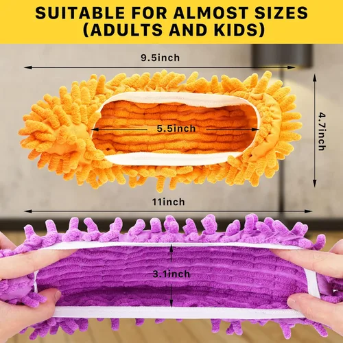 Miniatura 3 de 20 calcetines de fregona para limpieza de pisos, lavables y reutilizables, zapatos de microfibra para limpieza, pantuflas de limpieza multifunción