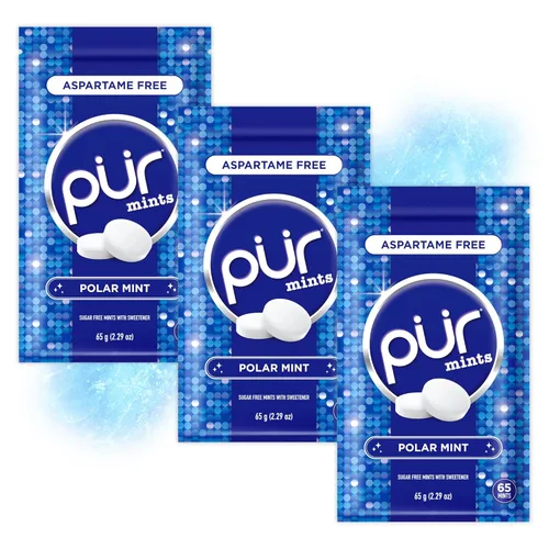 Miniatura 13 de PUR Mentas Mentas para aliento fresco sin aspartame Elaboradas con xilitol Sin azúcar, veganas, sin gluten Sabor natural a menta piperita