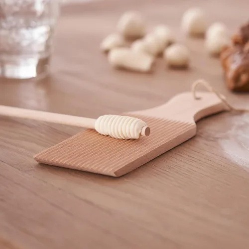 Miniatura 8 de Juego de tabla de ñoquis de madera, tabla de pasta y paletas de mantequilla con 3 rodillos y bolsa de almacenamiento, máquina de pasta de cavatelli