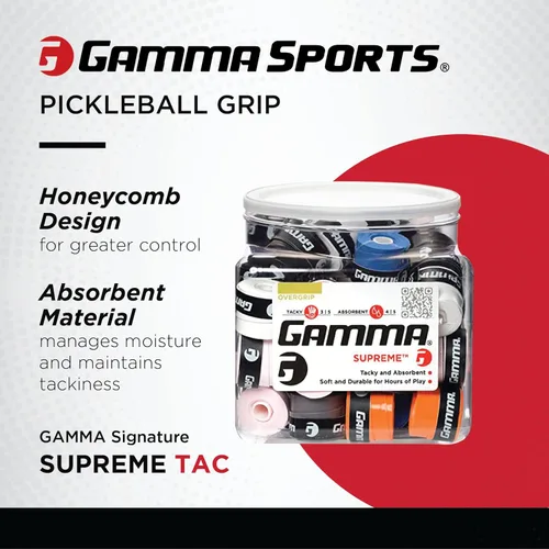 Miniatura 2 de Gamma Sports Supreme Overgrip para raquetas de tenis, pickleball, squash, bádminton y raquetball, varios tamaños y colores Surtido