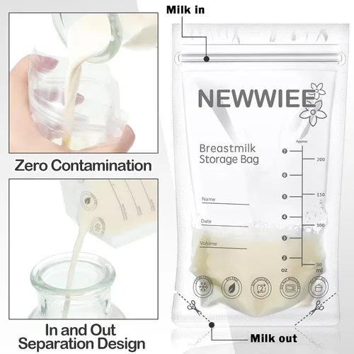 Miniatura 4 de 600 bolsas de almacenamiento de leche materna de 7 onzas, bolsas de leche materna para lactancia materna, almacenamiento de leche materna autónoma