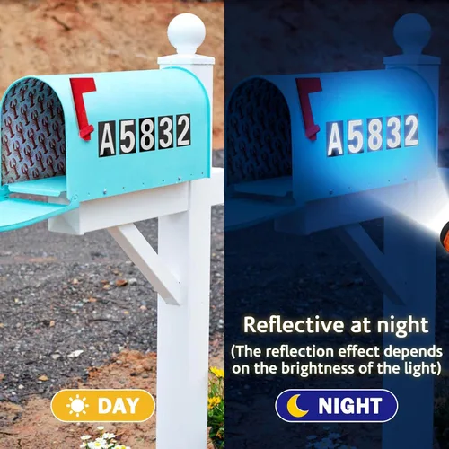 Miniatura 3 de Seloom 118 piezas de calcomanías reflectantes de números y letras para buzón, calcomanías de vinilo autoadhesivas de números y letras, calcomanías