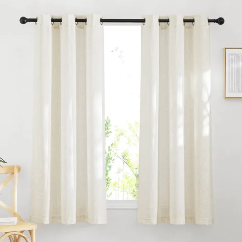 Miniatura 129 de NICETOWN Cortinas de lino traslúcidas con textura de lino de 84 pulgadas de largo, con ojales semitraslúcidos, tratamientos de ventana, privacidad
