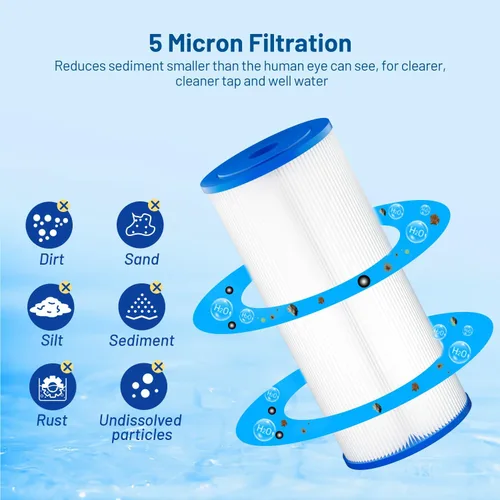 Miniatura 3 de Whole House - Cartucho de filtro de agua plisado para pozo de sedimentos de 5 micrones, 10 x 4.5 pulgadas para W5CPHD, CP5-BBS, CP5-BB, ECP5-BB