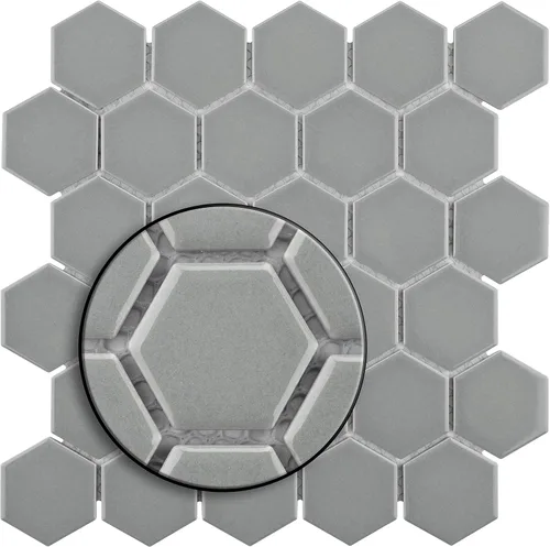 Miniatura 7 de Merola Tile Metro - Azulejo hexagonal de 2 pulgadas, color gris claro brillante, 11-1/8 pulgadas x 12-5/8 pulgadas, azulejos de porcelana para piso