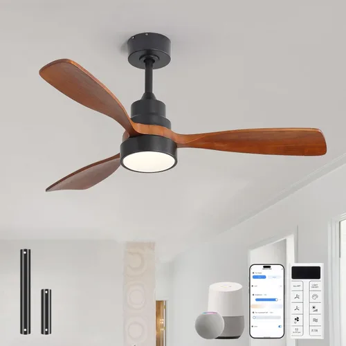Miniatura 27 de Sofucor Ventiladores de techo de 52 pulgadas, sin luz, ventilador de techo para exteriores con control remoto, motor CC reversible de 3 cuchillas