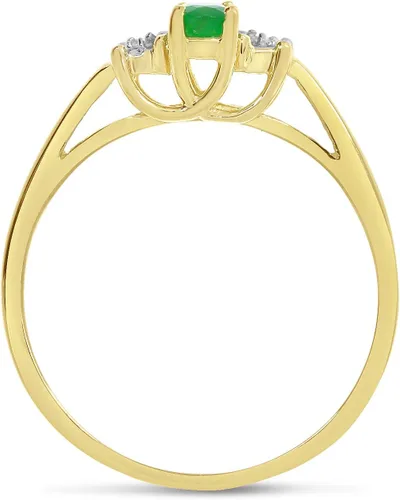 Miniatura 6 de Direct-Jewelry Anillo de diamantes y esmeralda en oro amarillo de 14 K