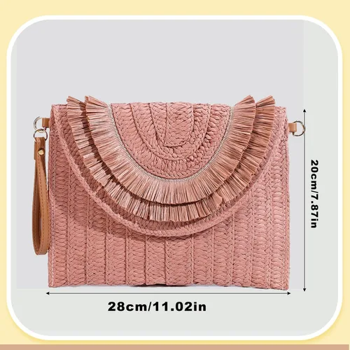 Miniatura 2 de Monederos de paja para mujer, bolso de paja para mujer, bolso de mano bohemio, bolso de mano de paja, bolso de playa para mujer, artículos