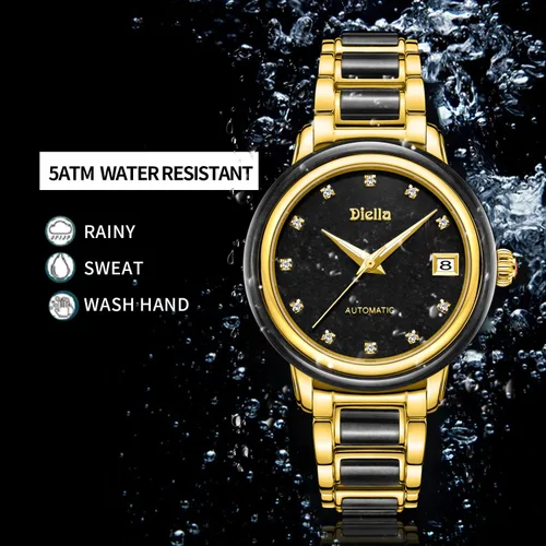 Miniatura 6 de Diella Reloj mecánico automático para mujer, reloj de lujo impermeable con espejo de cristal de zafiro (modelo AD6001L)