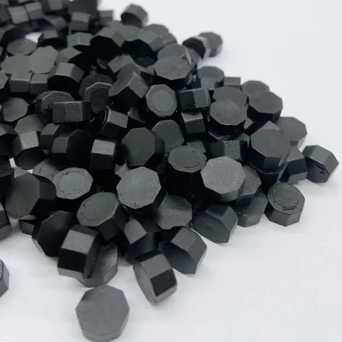 Miniatura 3 de 200 piezas de cuentas de cera de sellado negras Cuentas de cera de sello de cera negras metálicas octogonales a granel para invitaciones de fiesta