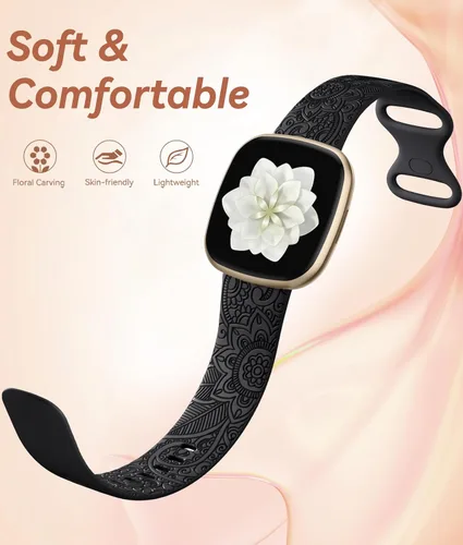 Miniatura 3 de Odbeai Correa compatible con Fitbit Versa 4/3 Correas para Mujer/Sense 2/Sense Correas, Bonito Patrón Floral Bohemio Elegante Pulseras de Repuesto