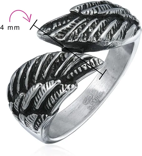 Miniatura 5 de Bling Jewelry Anillo unisex personalizado con iniciales del alfabeto ABC con monograma religioso espiritual y corazón espiritual ala de ángel