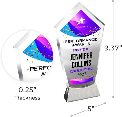 Miniatura 4 de Placa de vidrio personalizada de 9 1/4 pulgadas, placa personalizada como premios y trofeos, placas de vidrio para premios como jubilación y Diseño 3