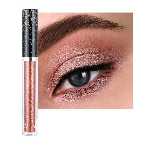 Sombra de ojos líquida con purpurina de larga duración, pigmentos metálicos, brillo, sombra de ojos con destellos, maquillaje para ojos (Rosegold)