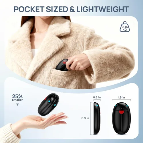 Miniatura 4 de HAWANA - Calentadores de manos recargables, 2 paquetes de calentadores de manos portátiles de bolsillo, calentadores eléctricos de doble calor de 20
