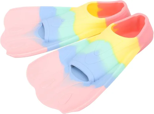 ORFOFE Aletas de natación de silicona, cuchillas cortas, aletas en forma de abanico para buceo y entrenamiento de esnórquel, equipo de natación