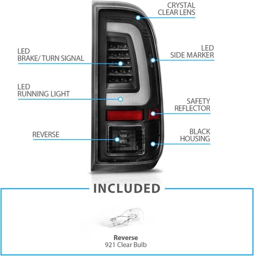 Miniatura 5 de AmeriLite Para Ford F250 F350 F450 SD 2008-2016 tipo C halógeno, LED, tubo de repuesto de luces traseras de camioneta con bombilla inversa, lado
